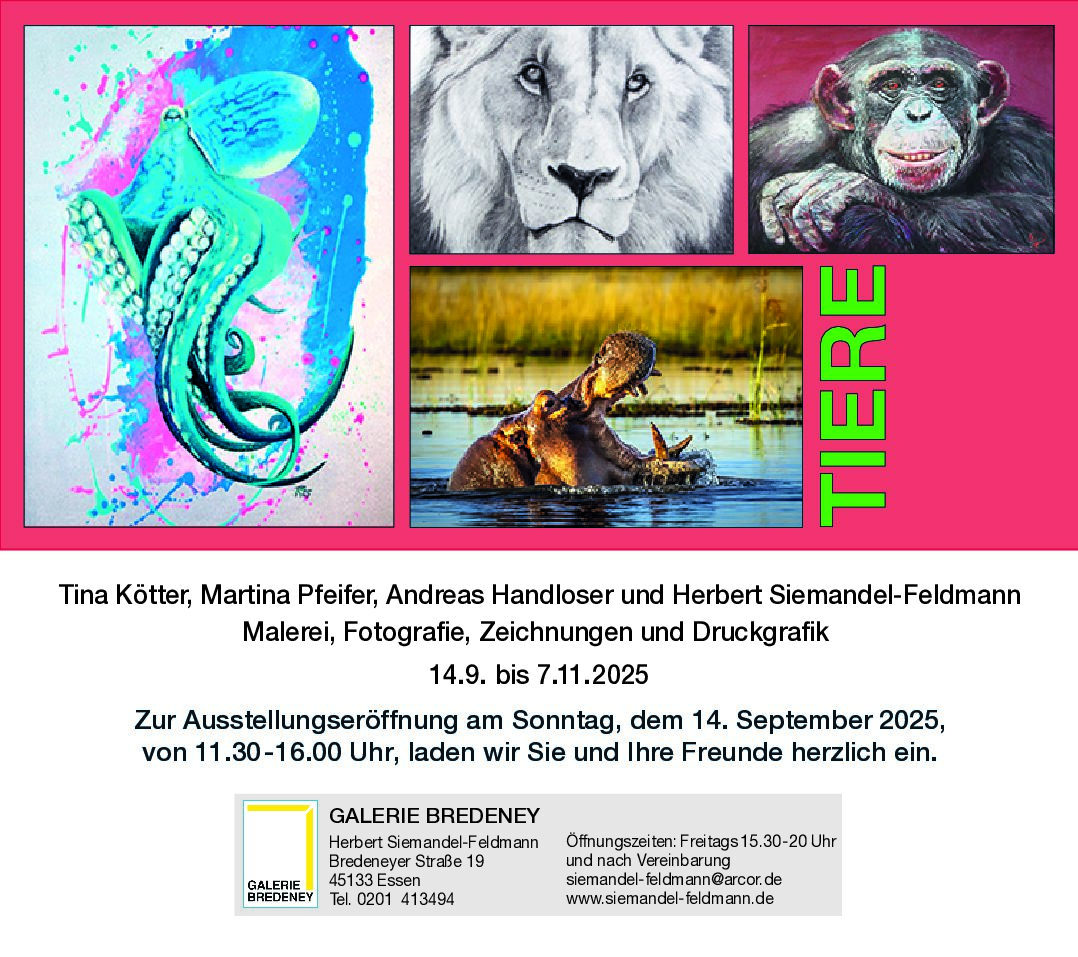 Ausstellung „Tiere“ in der Galerie Bredeney